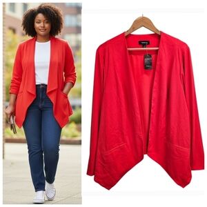Torrid Red Open Front Draped Hem Blazer Jacket Plus Size 3X Career Workwear Chic